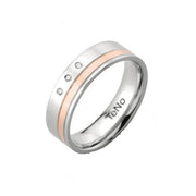 TENO Stainless Steel and 18K Rose Gold aMore Love Diamond Ring - FINAL SALE